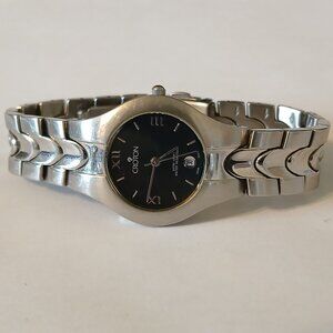 Croton Women's Black Dial Date Indicator Silver Tone Watch WR 3ATM Japan Quartz
